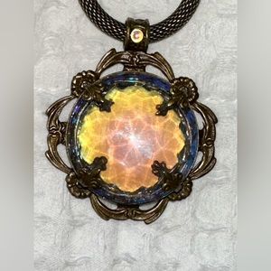 Vintage Sweet Romance Blue Prism Amulet Necklace